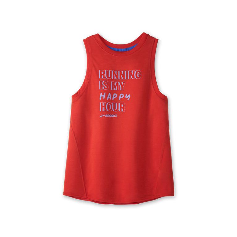 Brooks Distance Graphic Womens Running Tank Top - Heather Jamberry/Happy Hour/Black - Indonesia (OUN